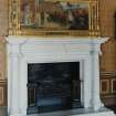 Interior.
Detail of S fireplace and overmantle in drawing room, first floor.