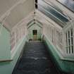 Interior. View of glazed link corridor