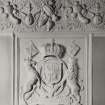 Interior.
Detail of plaster cornice and royal armonal in King's Room.