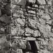 Coll, Breachacha Castle.
View of junction of curtain wall with South-East angle of the keep showing garderobe.