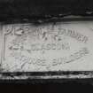 Glasgow, Springburn Park, Winter Gardens.
General view of makers' nameplate.