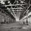 Glasgow, Dalmarnock, Strathclyde Street, Caledonian Ironworks.
General view of interior of main erection shop (cast-iron uprights) from E-S-E.
