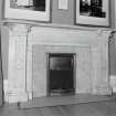 Interior, drawing room, detail of E coloured marble fireplace with W for Walkinshaw