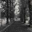 View from WSW showing avenue leading to church