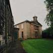 View from WNW showing church and halls