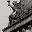 Steeple, detail of winged lion