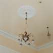 Ground floor, drawing room, ceiling rose and light fittings, detail