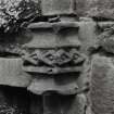 Detail of remains of central band of pilaster on inside of north wall.