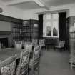Interior. View of ground floor library from NW