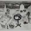 Interior. Patients dining room. Detail of mural by Alberto Morrocco on E wall