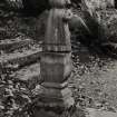 Fingask Castle, statuary.
General view of sculptural figure fragment in grounds.