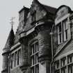 Holyrood Road front, W end, bartizan and crow stepped gables, detail
