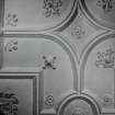 Interior, detail of 17th Century plaster ceiling in First Floor room of South Block.