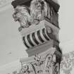 75 Queen Street, Egyptian and Royal Arch Halls;  refectory, detail of capital with lion sculpture.