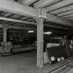 Edinburgh, Leith Walk, Shrub place, Shrubhill Tramway Workshops and Power Station
Interior view from west in basement Storage area, showing cast-iron columns and riveted steel beams supporting reinforced steel-clad ceiling