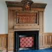Interior, ground floor, main entrance hall, detail of fireplace