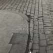 York Lane, general
Detail of kerb worn by carts which used it for braking effect on steep downward slope