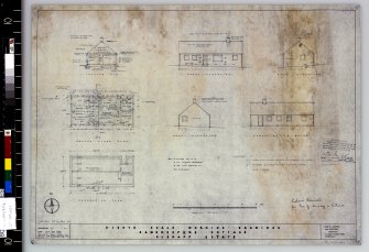Plans, sections and elevations of gamekeeper's cottage.
