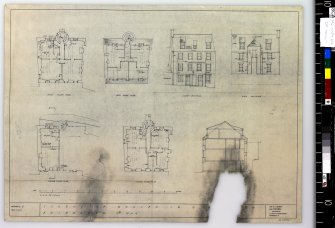 Survey plans, sections and elevations for numbers 14 and 16.