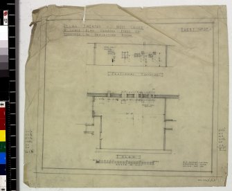 Plan showing sizes of openings in projection room.