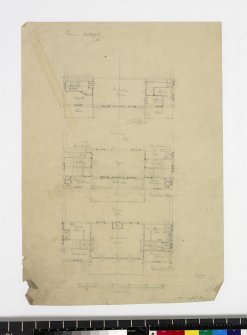 Floor plans of ground, first and second floors.