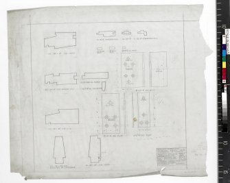 Sections showing curtain wall members and fixing plates.