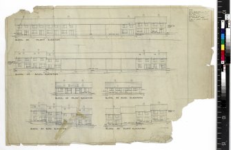 Front and back elevations of block flats.