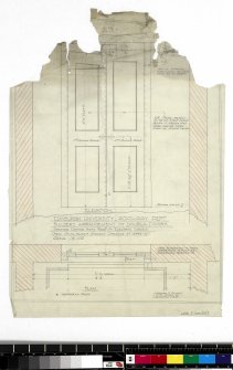 Builders arrangement of double doors showing cutting away required for electric locks.