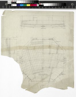 Plan of lecture theatre with detail of seating.