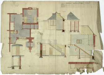Plans, sections and elevations of Chalmers Cottages, Linlithgow Bridge.
