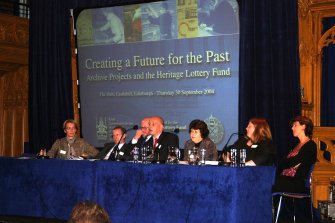 'Creating a Future for the Past', The Hub, Castlehill, Edinburgh.  All speakers on stage at the discussion session.