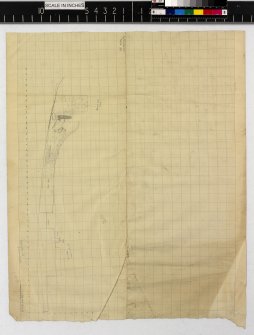 Pencil section drawing on lined graph paper titled 'Mote of Urr '53: Section E Quadrant I (NW)'
