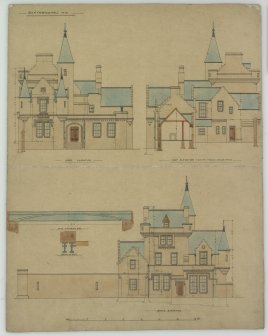 Drawing no. III, showing East, West and South elevations'