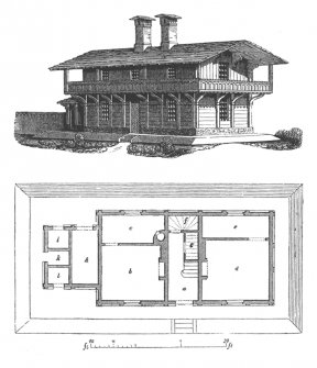 Copy of drawing, comparative timber bulding of similar construction to Swiss Cottage.