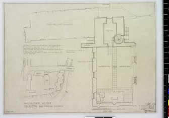 Site plan and ground floor plan
Anstruther Wester Parish Church & Tolbooth
Delt. M.J.Bett (Dundee)
Measured by M.J.Bett, N.H.Cullen, W.H.Small
August 1946