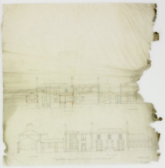 Digital copy of drawing of Ratho, Ashley House.
North, West, East and South elevations.
Insc:  '14 Frederick Street  Edinburgh  July 1920.'
