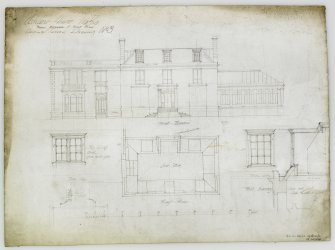 Digital copy of drawing of Ratho, Ashley House.
North, West, East and South elevations.
Insc:  '14 Frederick Street  Edinburgh  July 1920.'
