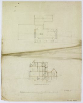 Digital copy of a drawing of Ratho, Ashley House.
Roof plan and section AB.
Insc: 'No.4'.    '14 Frederick St  Edinburgh  Mar 1920.'