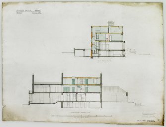 Digital copy of a drawing of Ratho, Ashley House.
Sections A-B and C-D.
Titled:  'Ashley House, Ratho  Sections.  Drawing No 6.'
Insc:  '14 Frederick Street, Edinburgh  April 1920.'