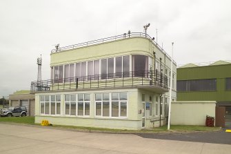 View. 1938 design control tower/watch office with meteorological section from NE.