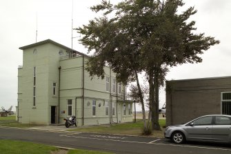 View. Rear elevation of 1938 design control tower/watch office with meteorological section from SW.