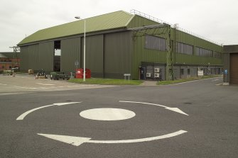View.  Type C aircraft hangar in Muir Road from W.