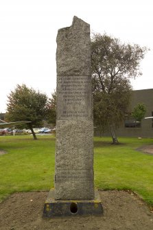 View.  Memorial to Norwegian airman who served at Leuchars Airfield during World War Two from NW.