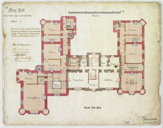 Drawing showing second floor plan with additions and alterations 
(Alexander Ross) 9 Union Street, Inverness 1872