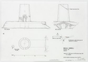 Digital copy of publication drawing showing plan (base of tower), elevations and location map.
Inscr: 'Melville Windmill'
Signed: 'G.J. Douglas'