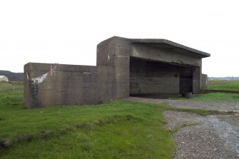 View.  Coast Battery gun emplacement and housing showing overhead canopy from S.