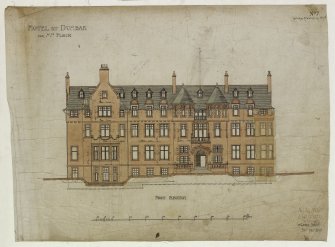 Digital image of drawing showing front elevation.
Titled: 'Hotel At Dunbar For Mrs. Fleck'.
Insc: 'No.7   Including Alteration On No.7A'.   '94 George Street   Edinr.  Novr. 1895'.

