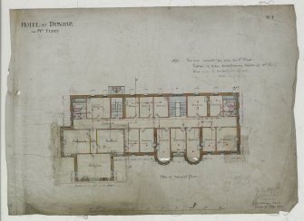 Digital image of drawing showing plan of second floor.
Titled: 'Hotel At Dunbar For Mrs. Fleck'.
Insc: 'No.4'.   '94 George Street   Edinburgh   Nov. 1895'.

