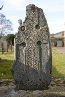 Churchyard. Pictish cross slab. SE Face.
