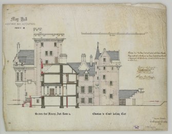 Additions and Alterations:  Section & elevation to Court looking E.
(Alexander Ross) 9 Union St., Inverness 1872